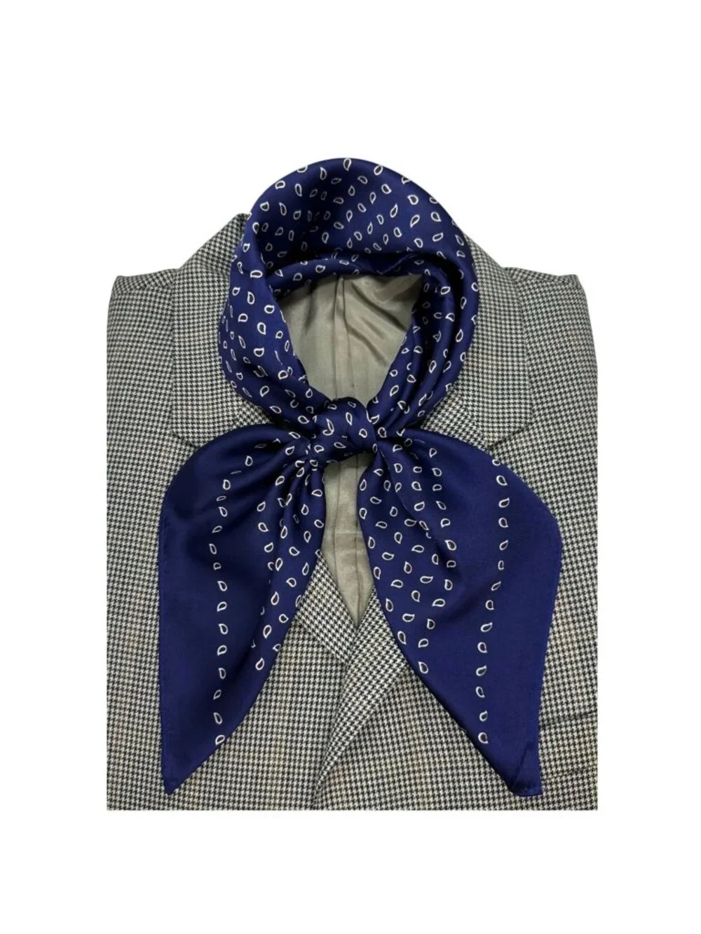 ✨Elegant Luxurious Silky Square Scarf Soft Blue Teardrop Paisley Foulard Hijab
